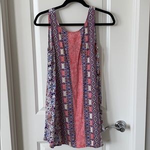 Lulus Whisk Me Away Coral Pink Print Swing Dress